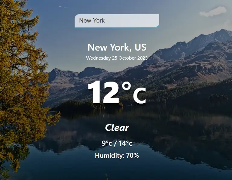 A screenshot of my weather app.